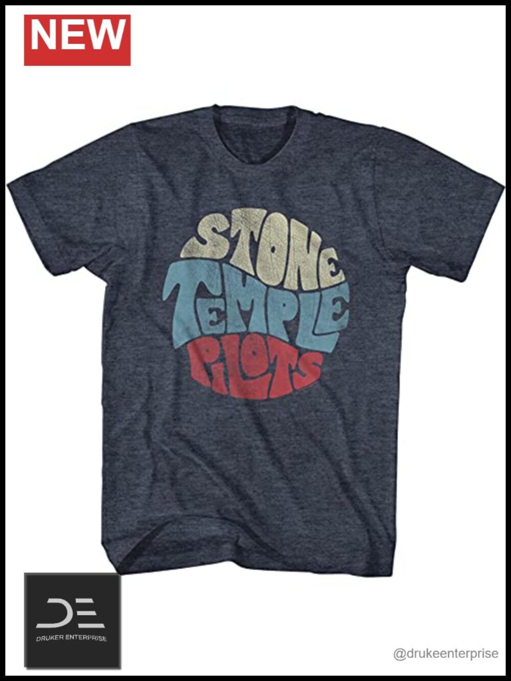 Officially Licensed STP Grunge Rock Band Circle Logo Tee, Unisex Adult Crew